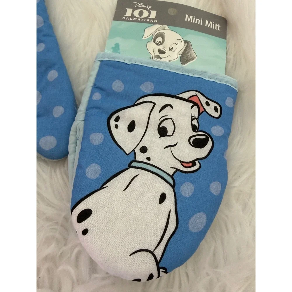 Disney 101 Dalmatians Oven Mitt and Mini Mitt Set Blue Polka Dot New